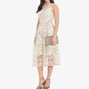 Adrianna Papell floral embroidered midi dress ivory - 8